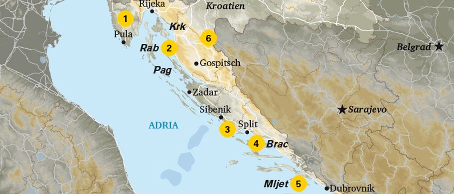 Karte Kroatiens Strände