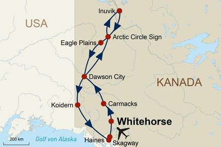 Karte Rundreise Yukon und Umgebung