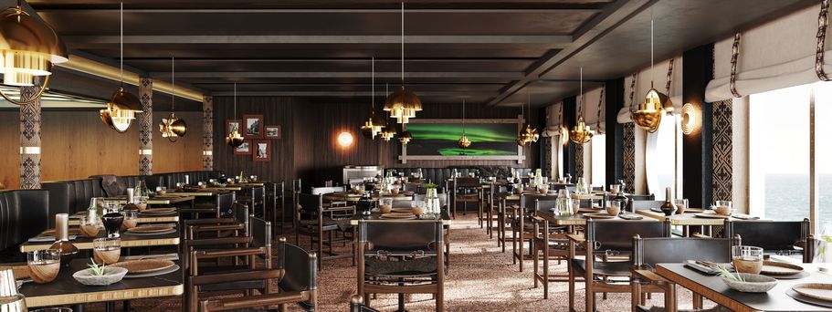 Restaurant auf der umgebauten MS Midnatsol