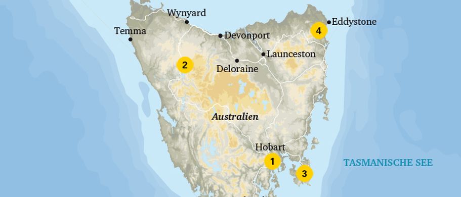 Karte Tasmanien