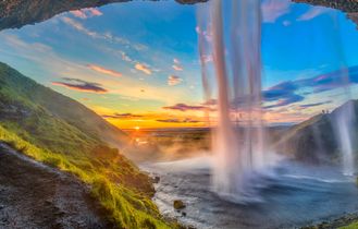 Wasserfall See Sonnenuntergang