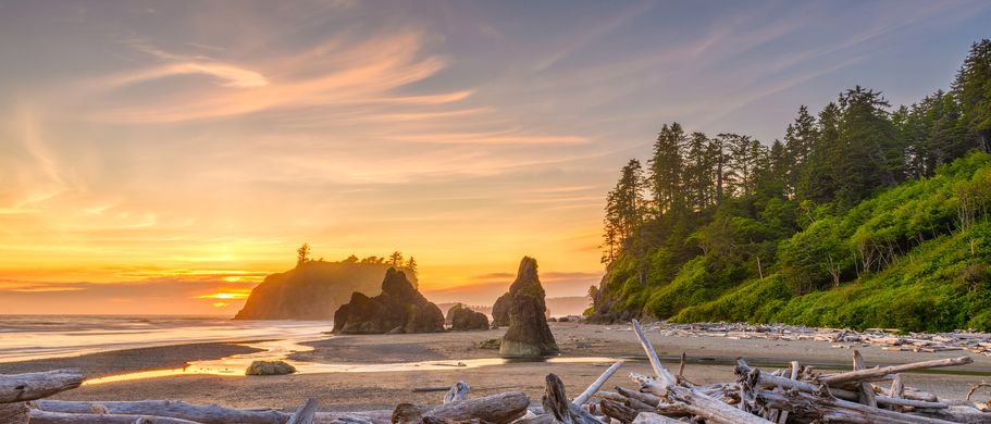 USA Nationalparks die Top Ten Reise Sonnenuntergang an der Küste im Olympic Nationalpark