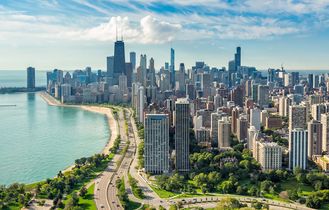 Skyline Panorama Chicago Innenstadt Seeufer