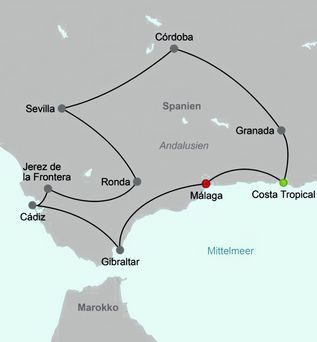 Karte mit Route