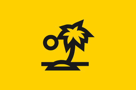 Palme als Urlaubs Icon auf gelbem Hintergrund