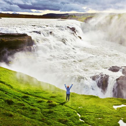 Wasserfall Wiese Wolken