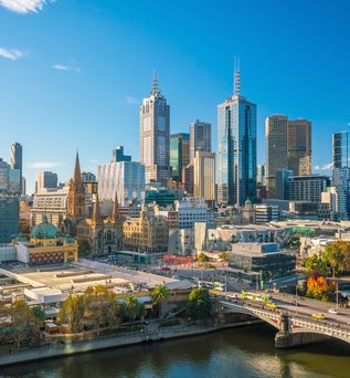 Blick auf die skyline von Melbouren