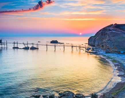 Ferienhaus Italien Urlaub Adria Sonnenuntergang am Strand