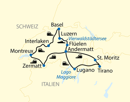 Karte_Bahnurlaub_spektakuläre Reise durch die Schweiz