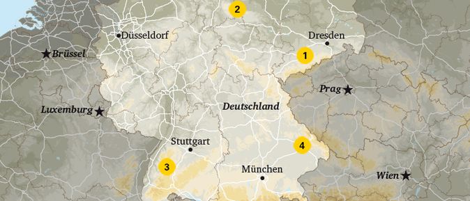 Karte Mittelgebirge Deutschland