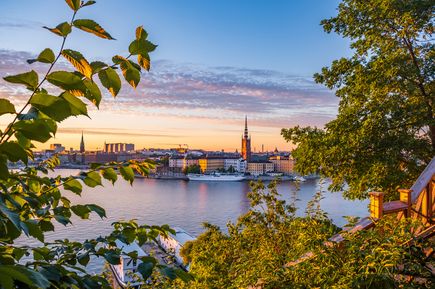 Polar Tag in Monteliusvägen mit wunderschönem Panorama Blick auf die Skyline von Stockholm