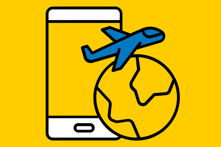 Ein gelbes Symbol, das ein stilisiertes Auto und ein Flugzeug darstellt, daneben der Schriftzug "ADAC TMS Mobility" in schwarzer Schrift.