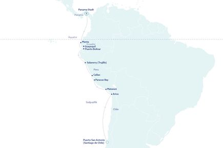 Karibik_Lateinamerika_17Tage_Panama-SantiagoDeChile_LAndkarte