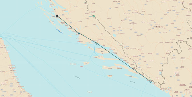Routenkarte auf der Adriatischen Küstenstrasse