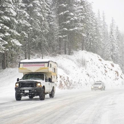 Camper im Schnee