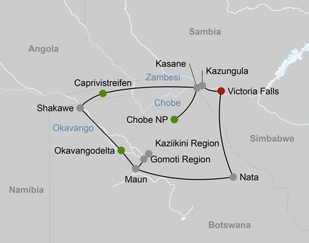 Karte mit Routenbeschreibung