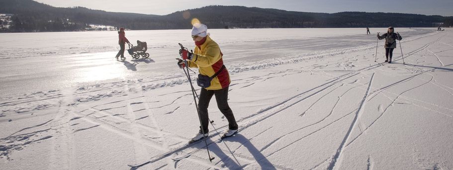 Auf dem zugefrorenen Lipno-Stausee 