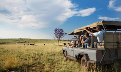 Menschen im Jeep in Südafrika