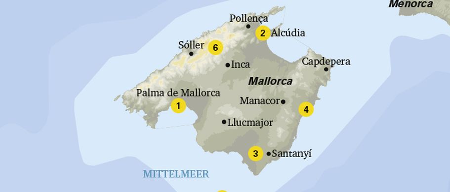 Karte der Insel Mallorca