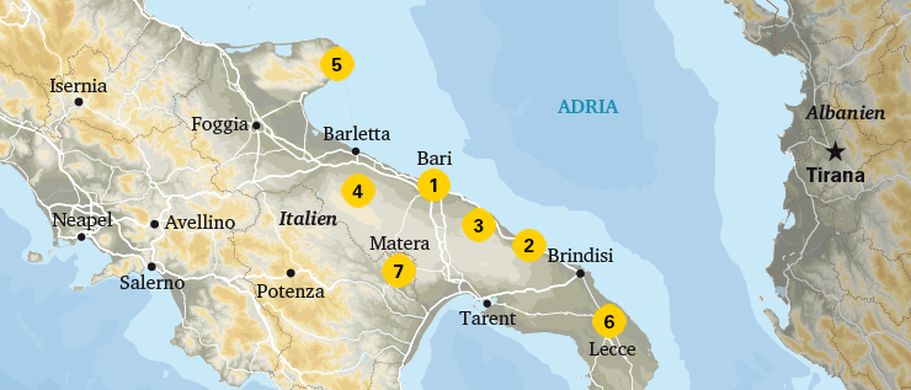 Karte Apulien Italien