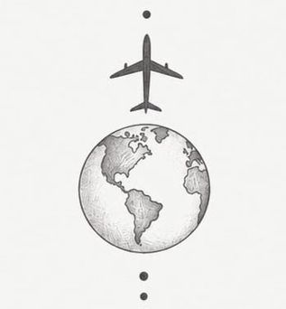 Flugzeug mit Welt