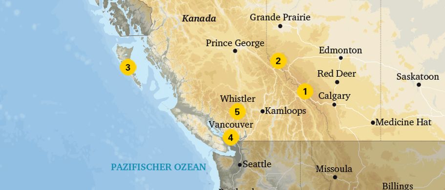 Karte Kanada British Columbia