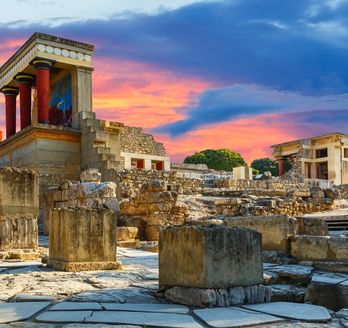 Der Palast von Knossos auf Kreta, eine archäologische Stätte.