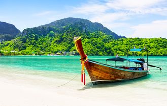 Thai traditional wooden longtail boat
