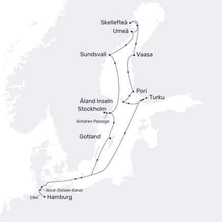 Routenkarte MS Hamburg Bottnischer Meerbusen