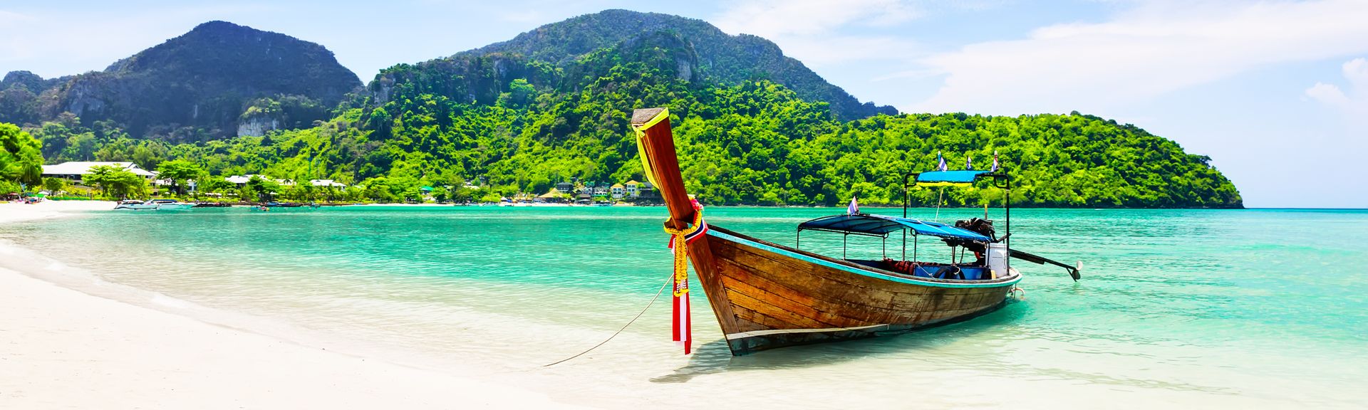 thai traditional wooden longtail boat