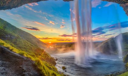 Wasserfall See Sonnenuntergang