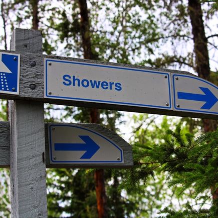 Campingplatz Schild zur Dusche