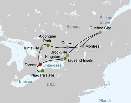 Karte mit Routenbeschreibung