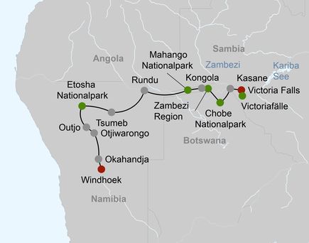 Karte mit Routenbeschreibung