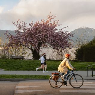  Cycling in Spring Kitsilano Neighbourhood.