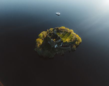 Hausboot aus Vogelperspektive