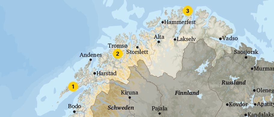 Karte Nordnorwegen