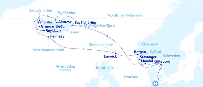 Karte mit Route