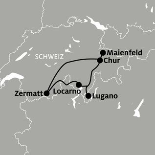 Karte einer Bahnreise