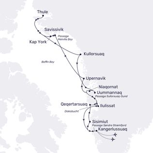 Routenkartte MS Hamburg Grönland
