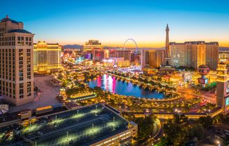 Urlaub in Las Vegas USA Luftbild Strip bei Nacht