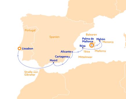 Karte mit Routenbeschreibung