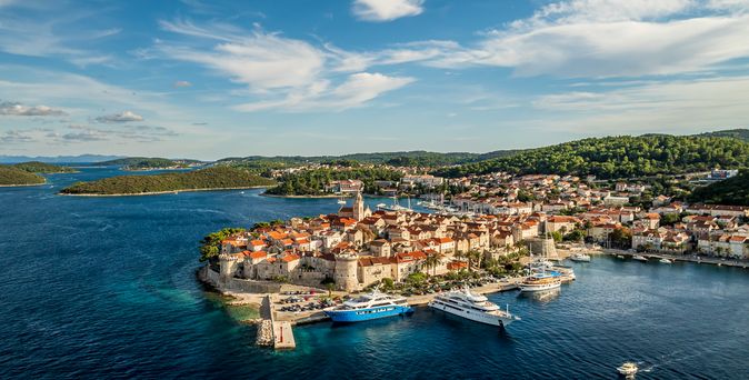 Blick auf die Stadt Korcula