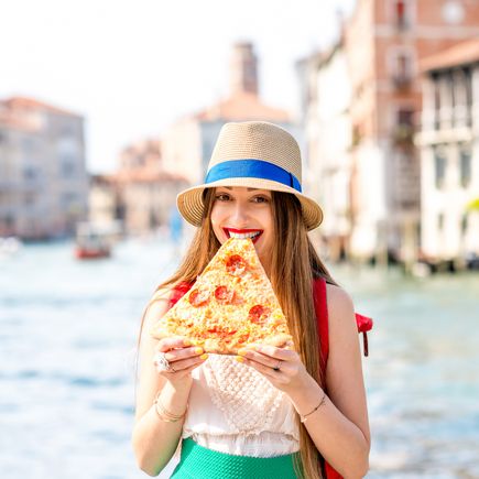 Frau, Pizza, Venedig