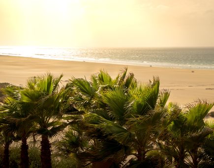 Ausblick auf die Praia de Chaves bei Sonnenuntergang, Boa Vista