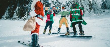 weihnachtsmann, ski, schnee, kostüme