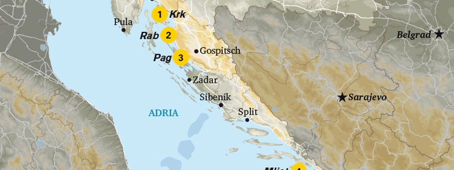 Karte Kroatische Inseln
