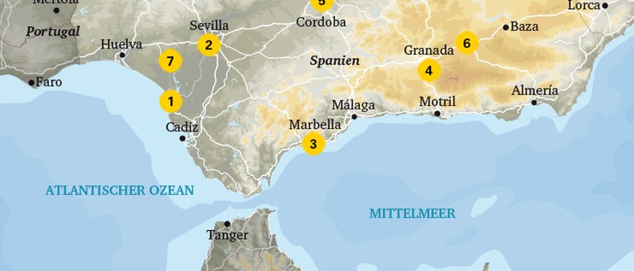 Karte Andalusien