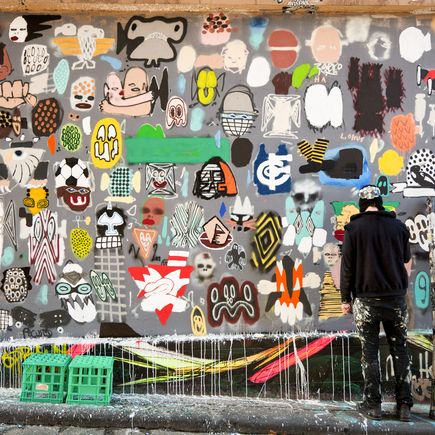 Street-Art-Künstler in der Hosier Lane