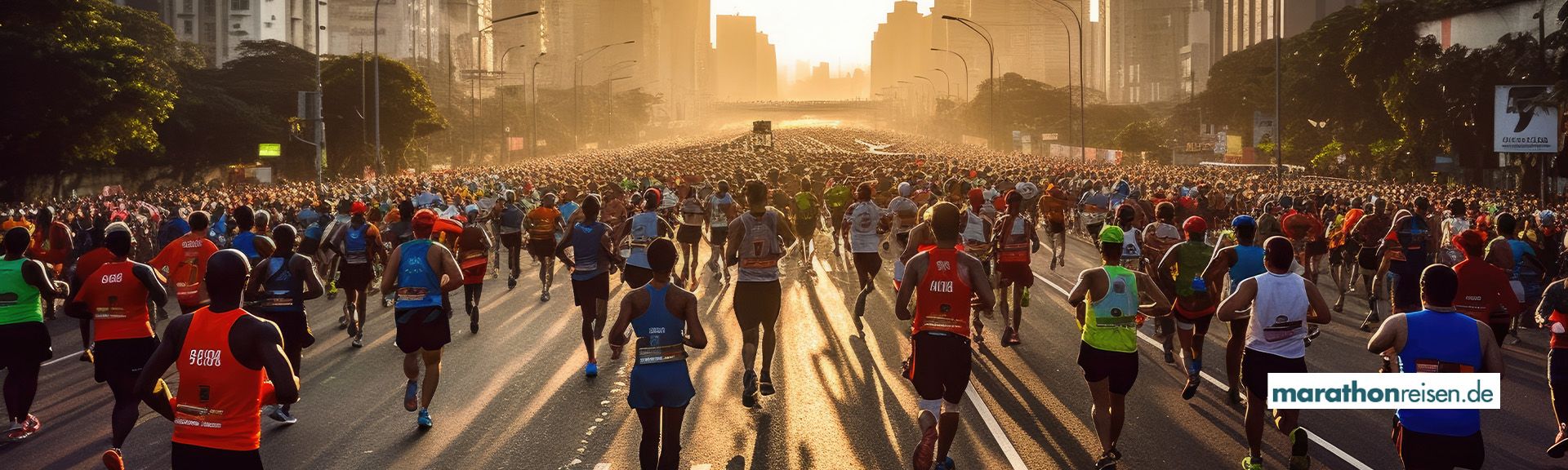 Läufer beim Marathon in der Abendsonne